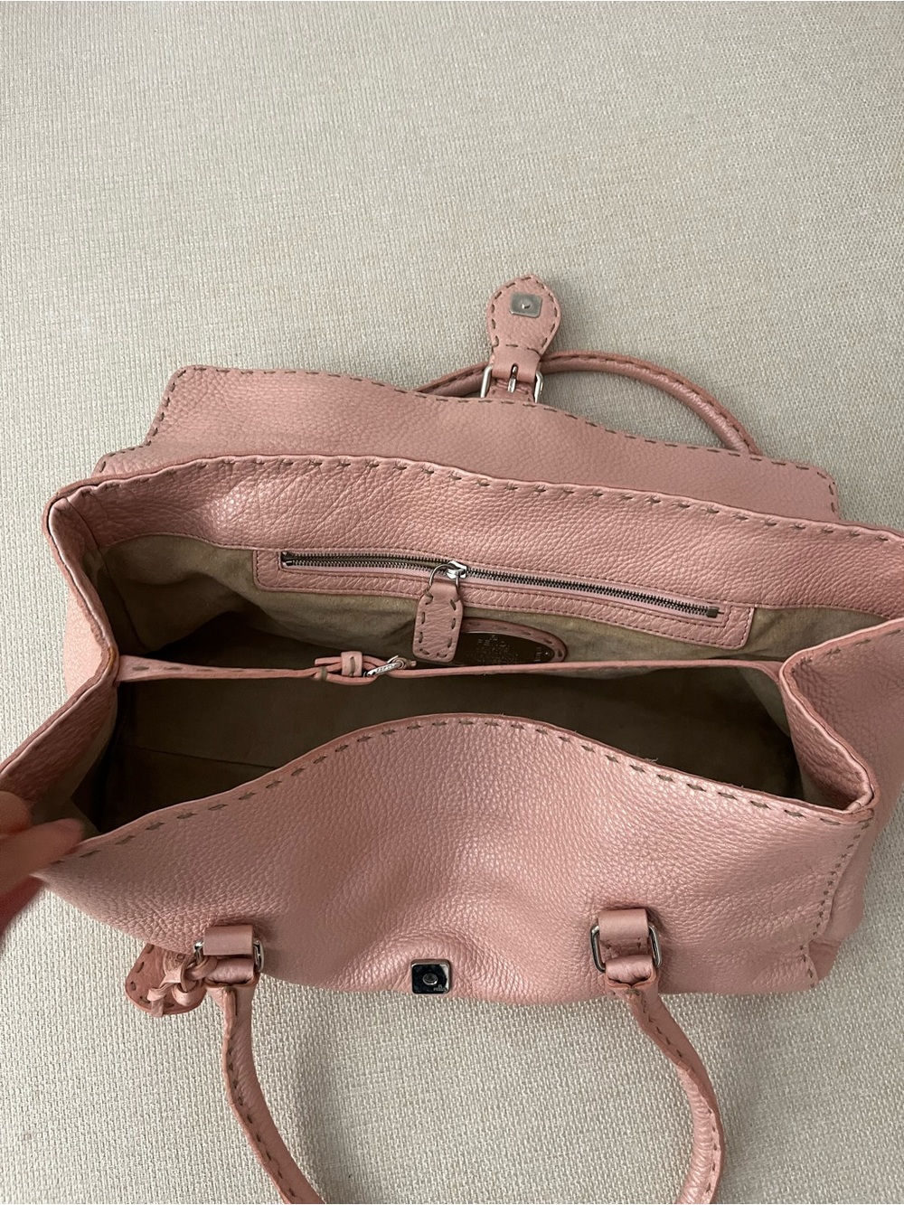 Fendi Selleria Blush Pink Leather Top Handle Satchel - Picture 8 of 16